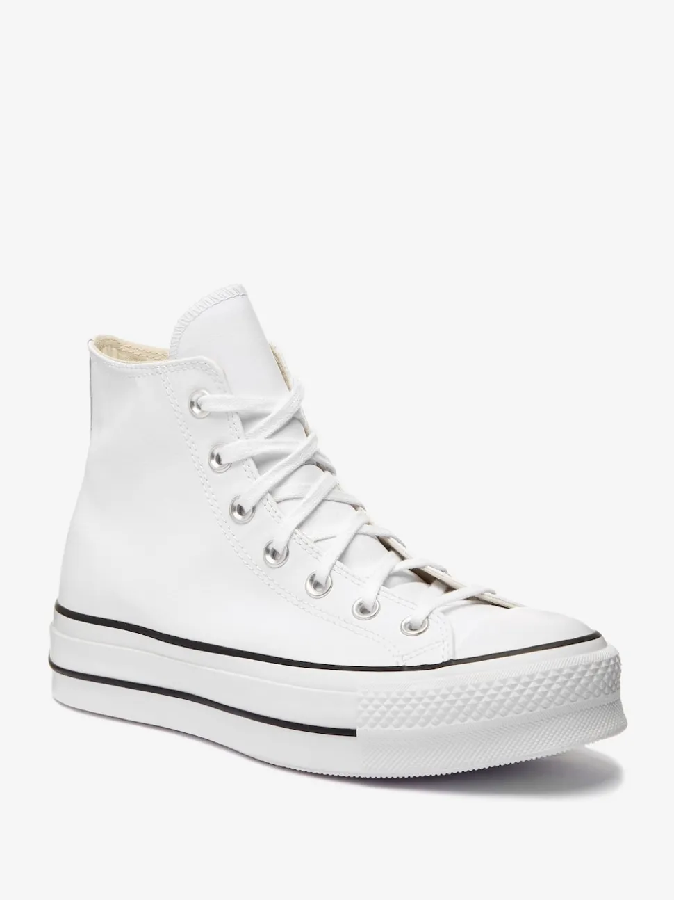 Blanc - Baskets montantes Converse Platform Lift Chuck Taylor en cuir