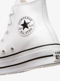 Blanc - Baskets montantes Converse Platform Lift Chuck Taylor en cuir