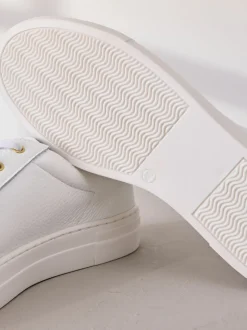 Blanc - Baskets Signature Premium en cuir à lacets