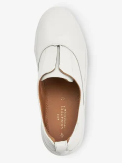 Blanc - Baskets Signature en cuir à plateforme compensée épaisse