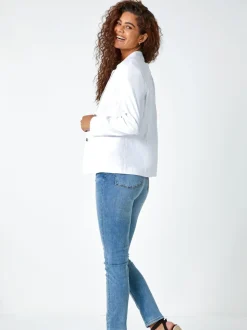 Blanc - Blazer Roman stretch à boutons