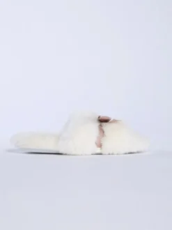 Blanc - Boux Avenue Chaussons curseurs en peluche avec nœud