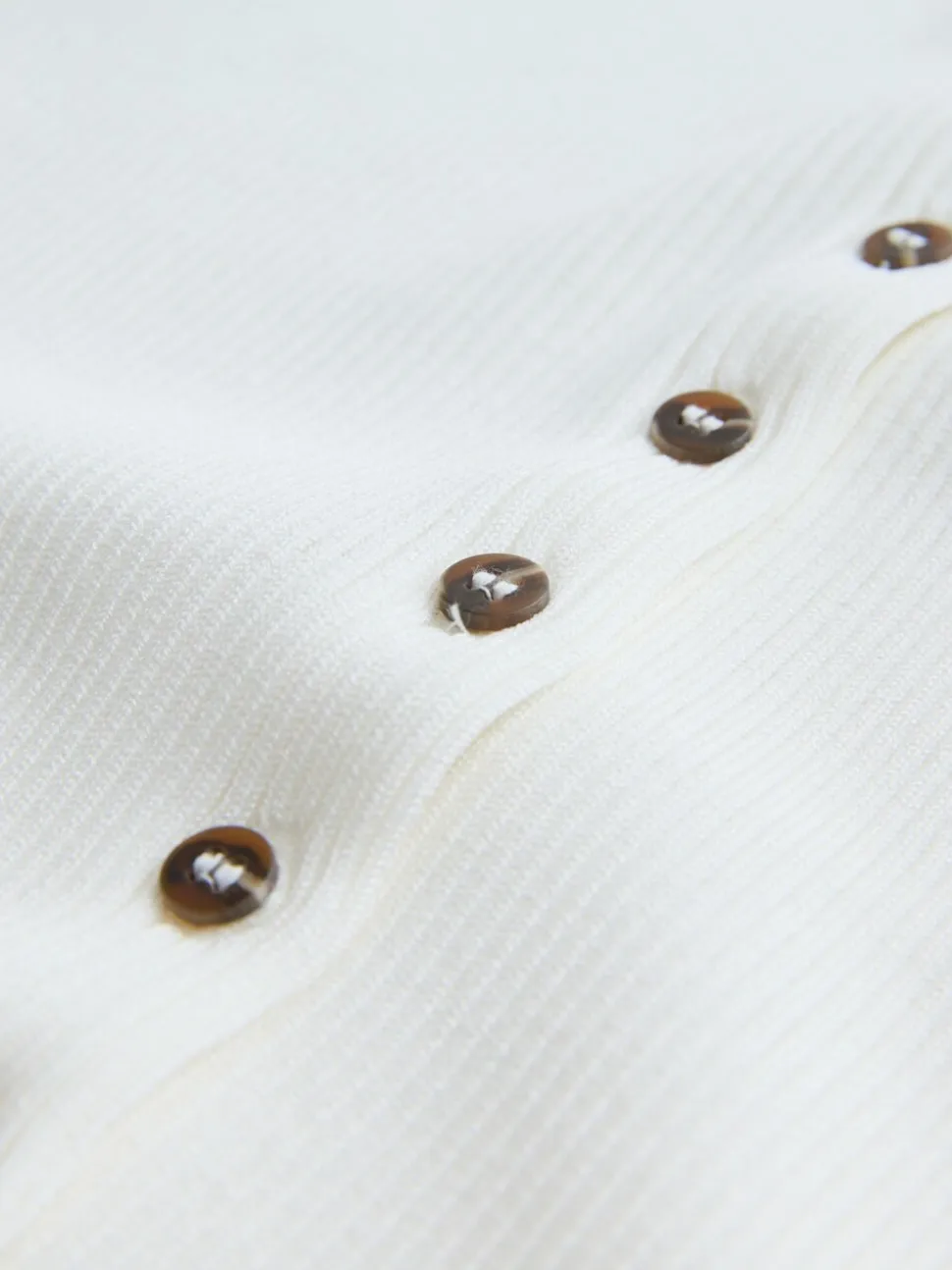 Blanc - Cardigan côtelé en maille à manches volumineuses