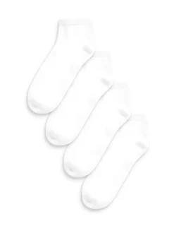 Blanc - Chaussettes d'entraînement à semelles coussinées 4 Pack
