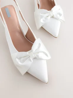 Blanc - Chaussures à talons Mariage Forever Comfort® en Satin à Nœud et bout pointu