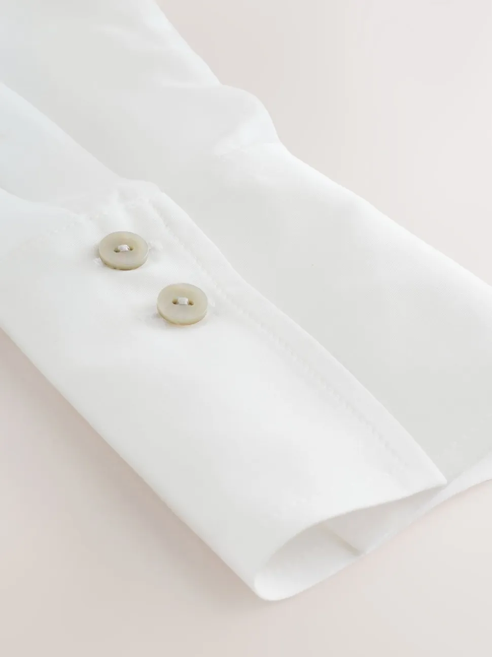 Blanc - Chemise à manches longues à col doux Revere