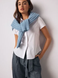 Blanc - Chemise Extensible ajustée Essential à manches courtes