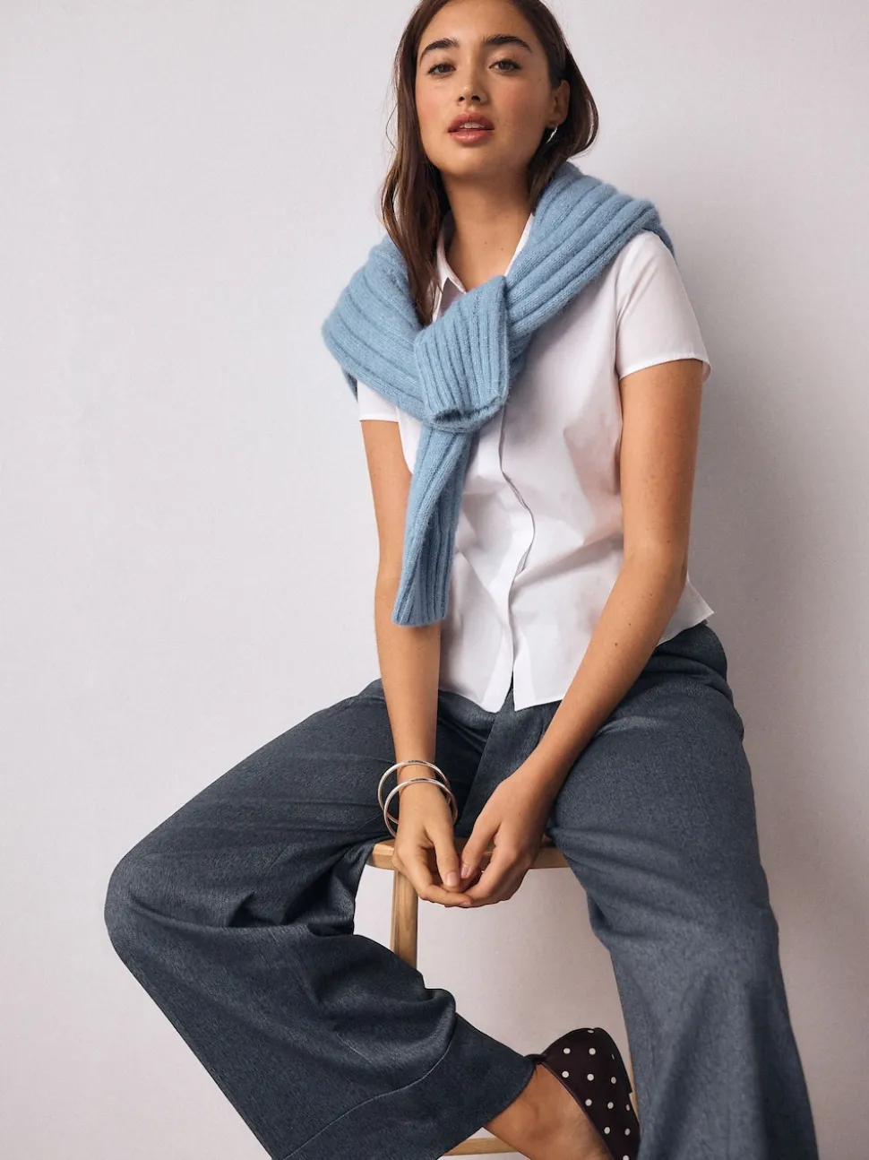 Blanc - Chemise Extensible ajustée Essential à manches courtes
