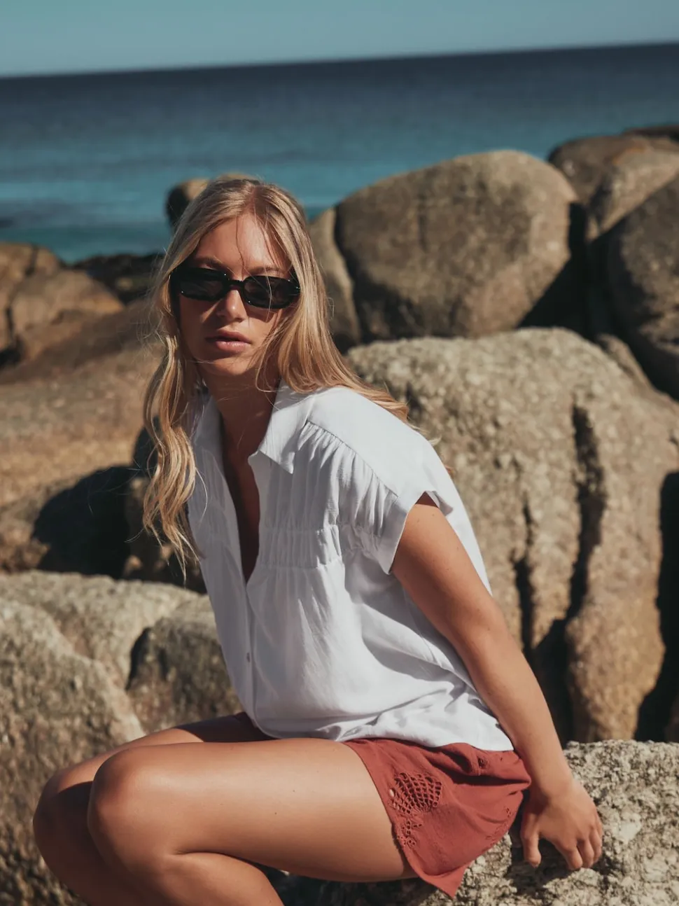 Blanc - chemise Manche courte en lin