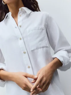 Blanc - 100Chemises décontractées en coton à boutons Manches longues Chemises décontractées