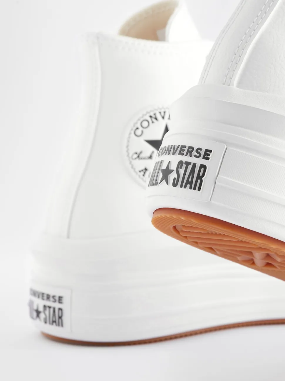 Blanc - Converse cuir à plateforme Chuck Taylor All Star Move