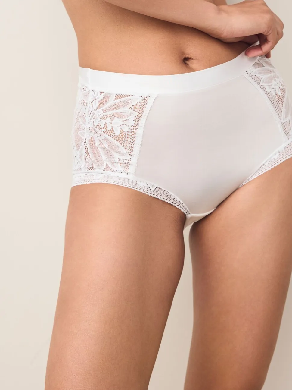 Blanc - Culotte Dentelle Et Microfibre