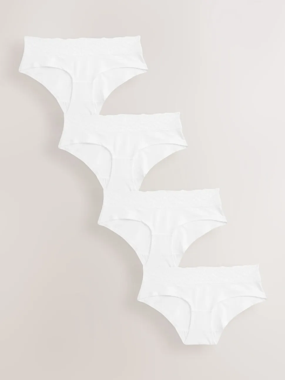 Blanc - Lot de 4 culottes en coton et dentelle