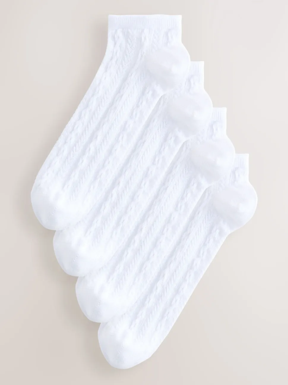 Blanc - Lot de chaussettes de sport en câble 4