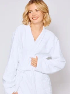 Blanc - Loungeable Peignoir classique en éponge