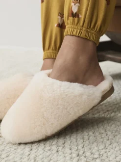 Blanc - N. Chaussons mules en shearling haut de gamme