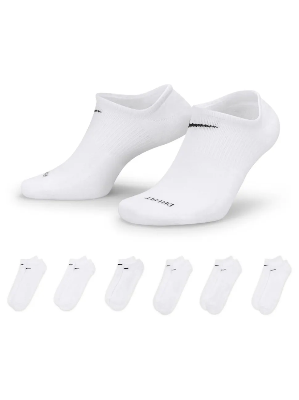 Blanc - Paquet de chaussettes d'entraînement légères et non voyantes Nike Everyday 6