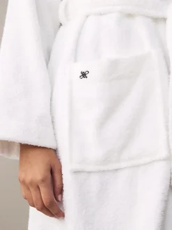 Blanc - 100Peignoir en coton éponge (%)