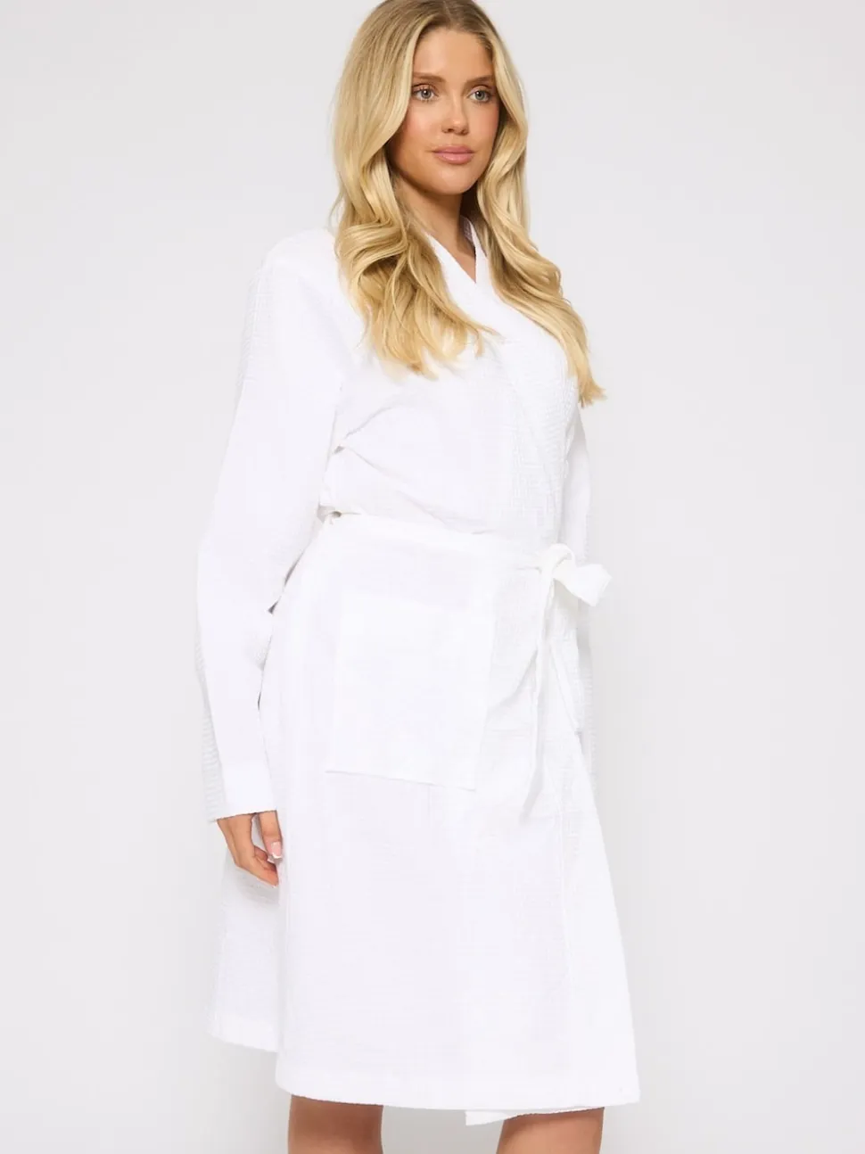 Blanc - Peignoir gaufré Loungeable 100% coton