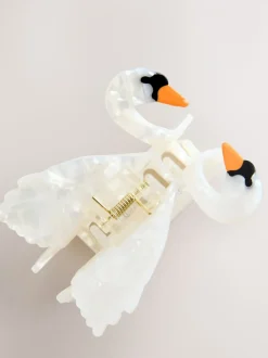 Blanc - Pince à cheveux Swan