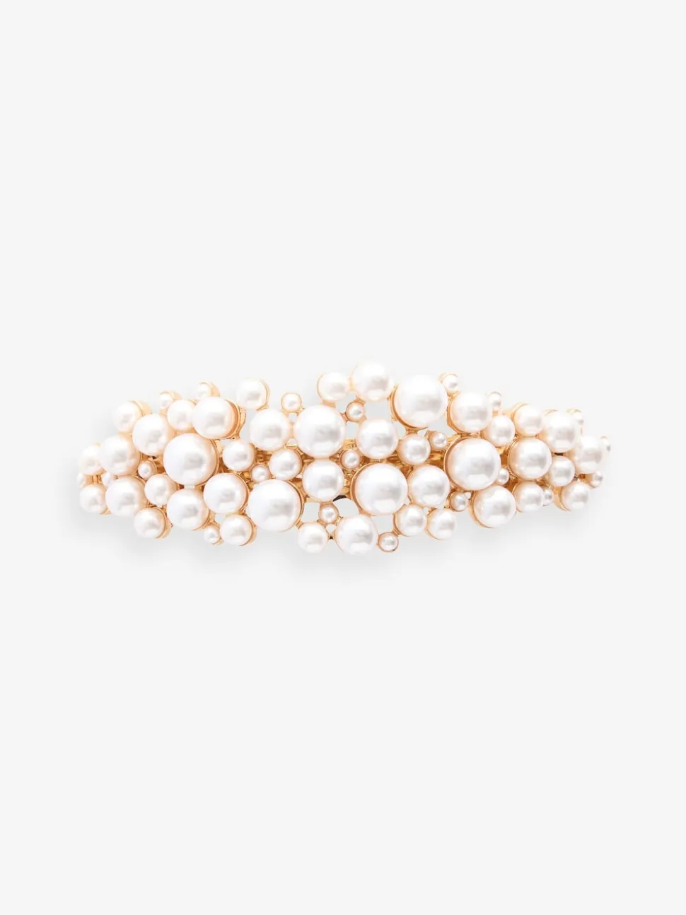 Blanc - Pince barette en métal effet perle