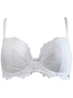 Blanc - Pour Moi soutien-gorge indien non rembourré en dentelle à cils