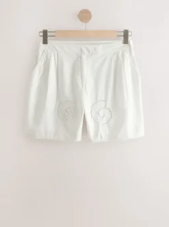 Blanc - Shorts Broderie
