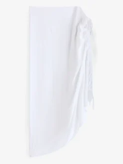 Blanc - South Beach Dissimuler le sarong froissé à franges en viscose