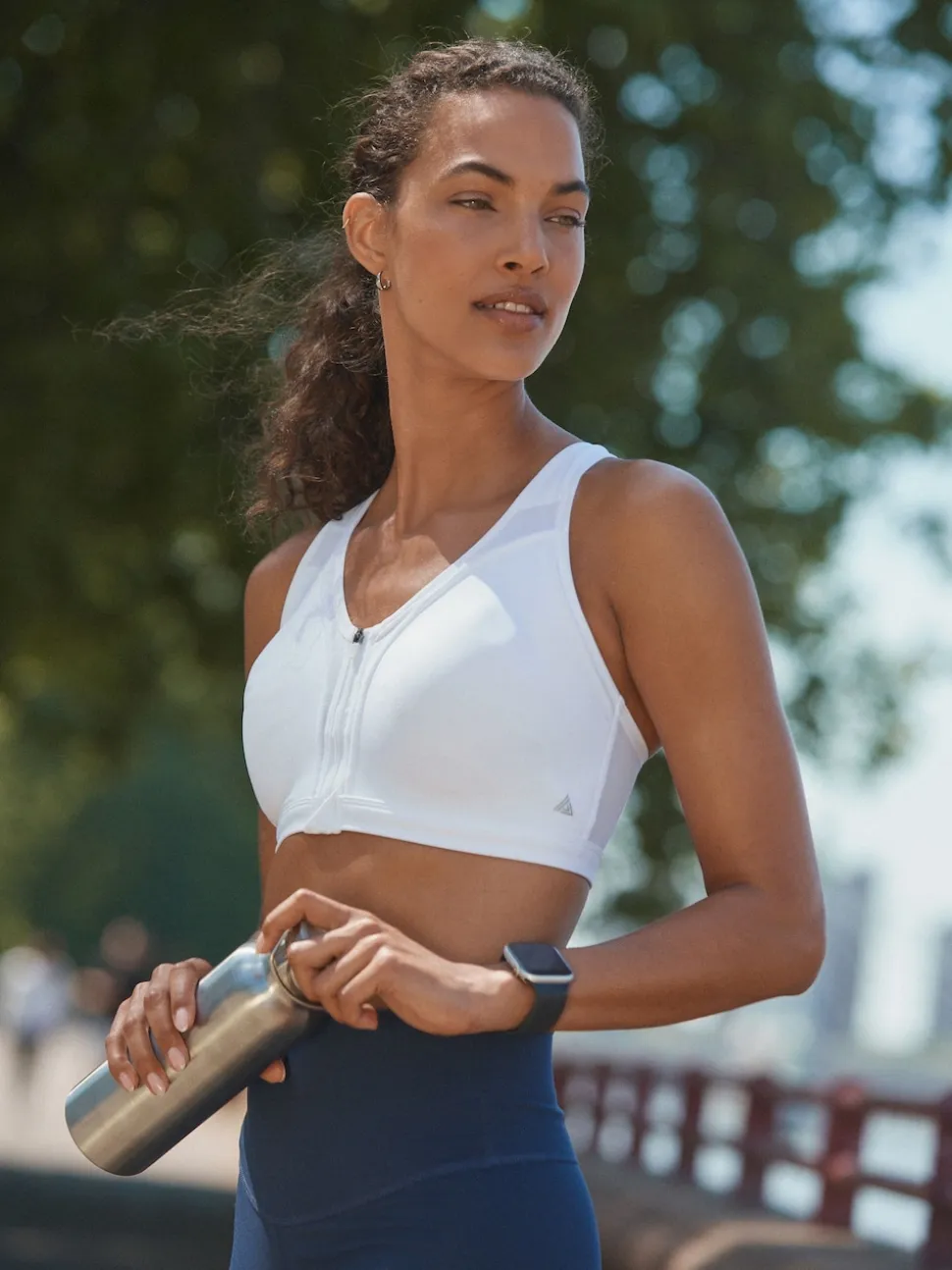 Blanc - Soutien-gorge B-GG Active Sports Impact élevé Dry Tech zippé sur le devant