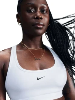 Blanc - Soutien-gorge de sport Nike Swoosh léger