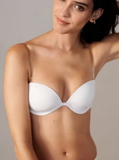 Blanc - Soutien-gorge lissant sans bretelles à dos clair A-E