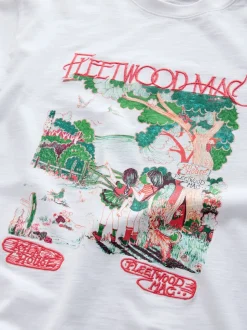 Blanc - T-shirt Fleetwood Mac à manches courtes et col rond graphique