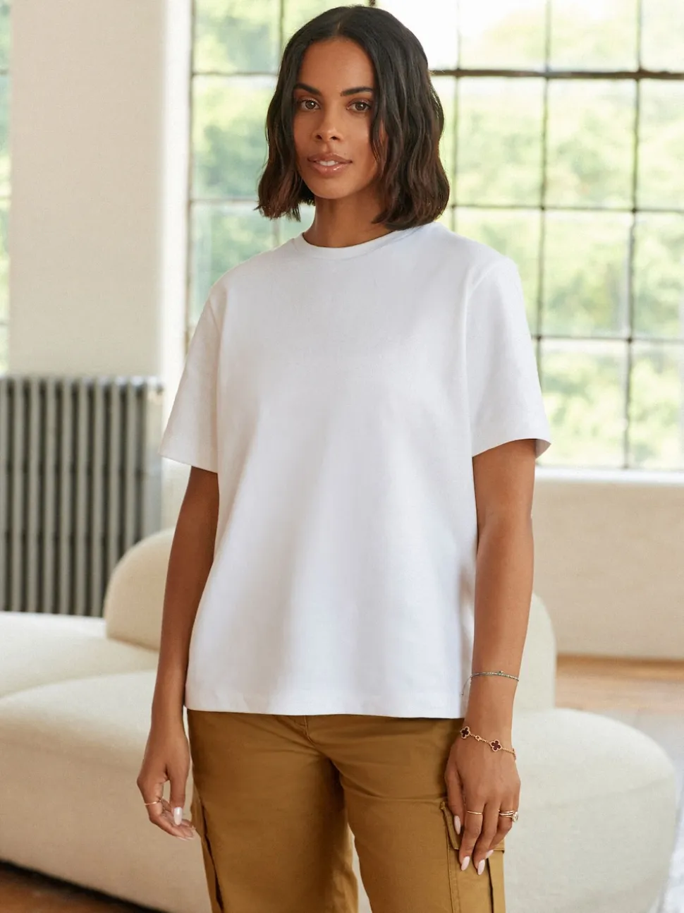 Blanc - T-shirt Manche courte Col ras du cou lourd
