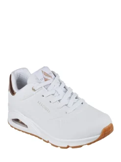 Blanc de coton - Baskets Skechers Golden Fit Uno femme dorées