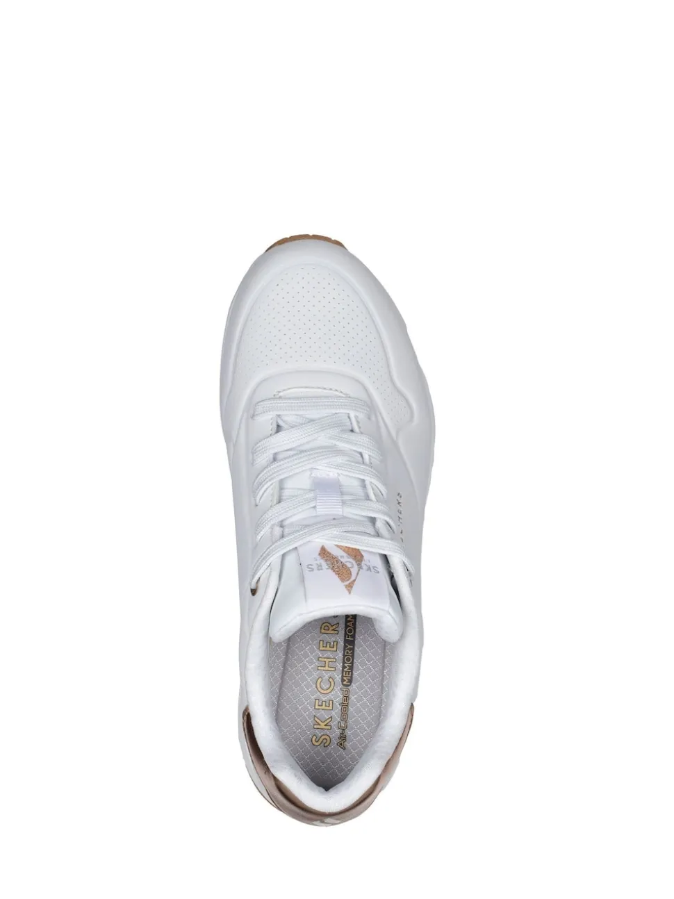 Blanc de coton - Baskets Skechers Golden Fit Uno femme dorées