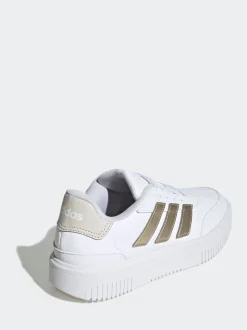 Blanc et doré - Baskets adidas Courtblock Bold