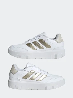 Blanc et doré - Baskets adidas Courtblock Bold