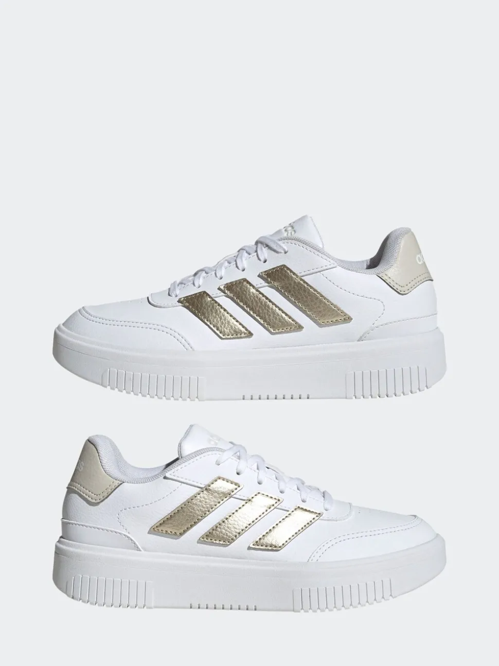 Blanc et doré - Baskets adidas Courtblock Bold