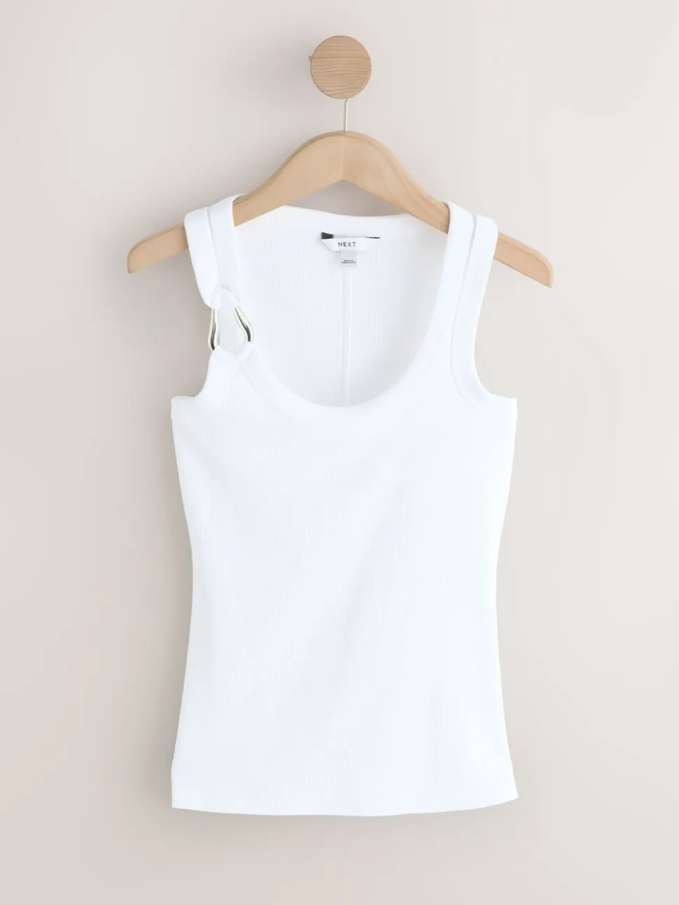 Blanc/Argent - Débardeur côtelé Trim Hardware Detail Racer