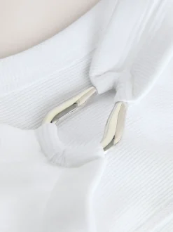 Blanc/Argent - Débardeur côtelé Trim Hardware Detail Racer