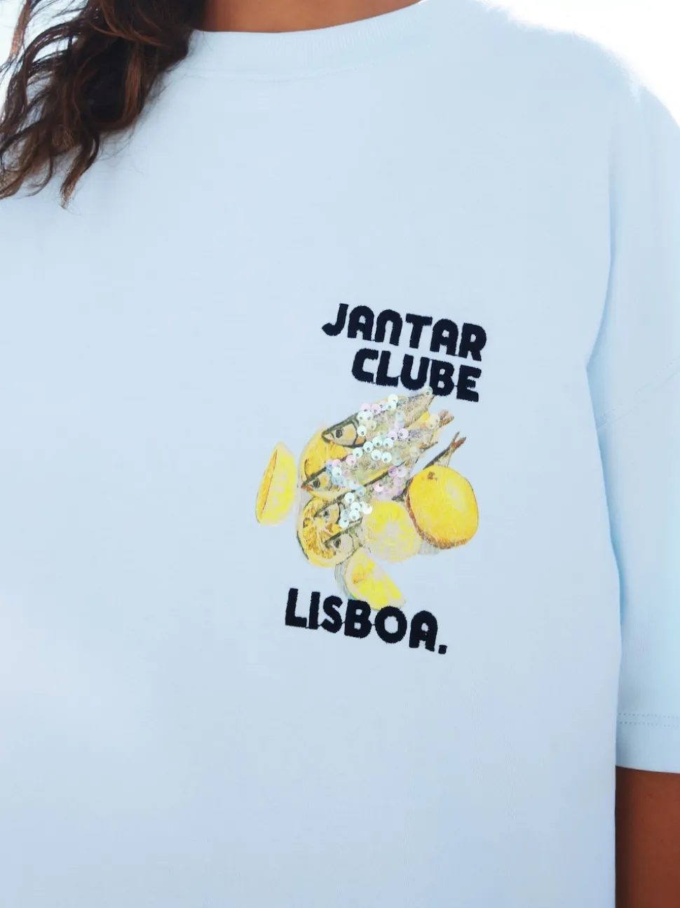 Blanc/Bleu - T-shirt de plage imprimé graphique