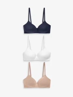 Blanc/bleu marine/rose - Lot de 3 soutiens-gorge en mélange de coton Ultimate Comfort