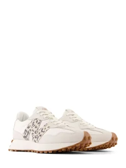 Blanc/imprimé léopard - New Balance 327 Trainers