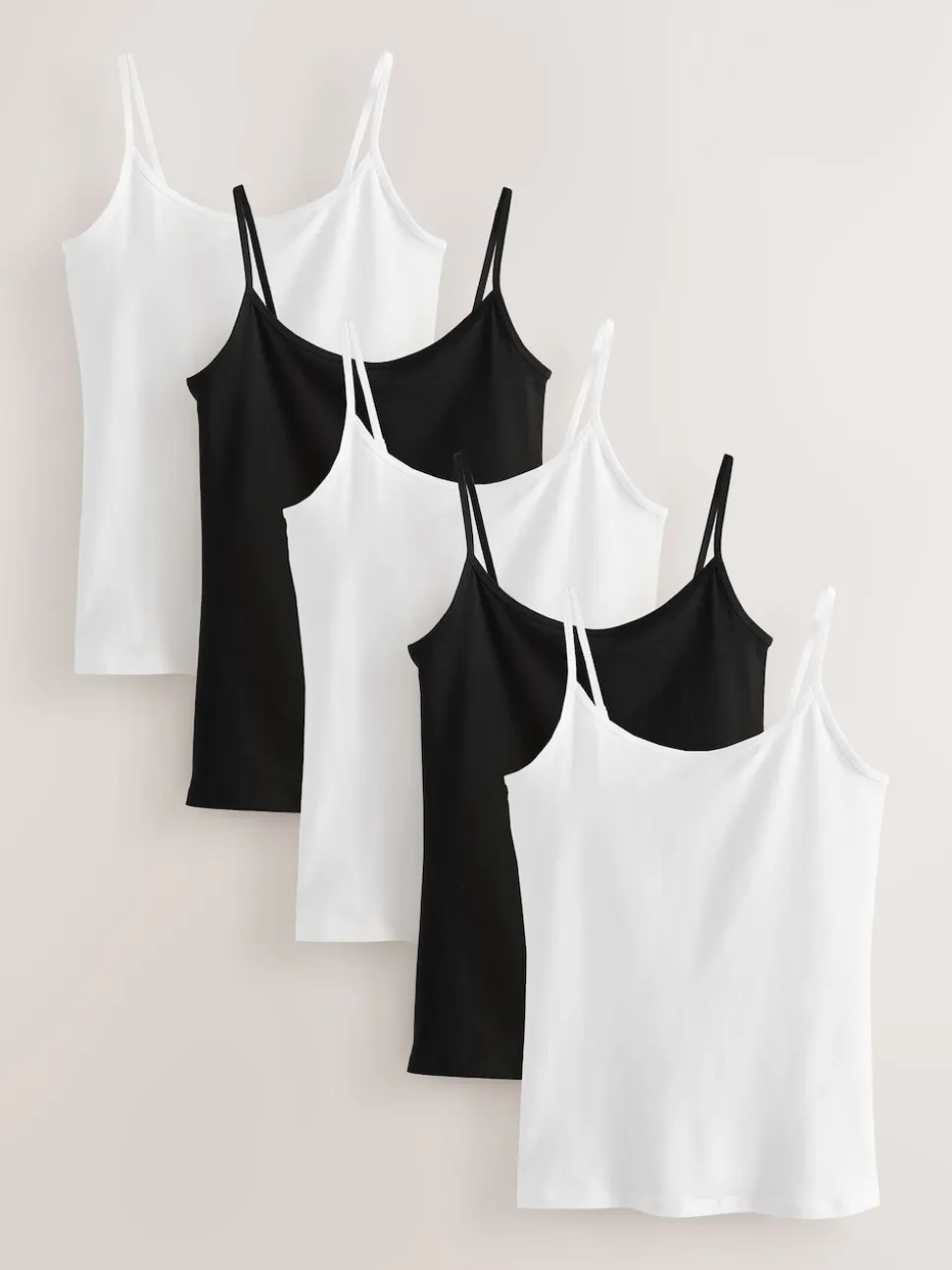 Blanc/Noir - Lot de 5 gilets à fines bretelles