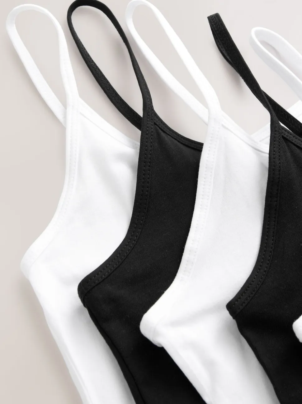 Blanc/Noir - Lot de 5 gilets à fines bretelles