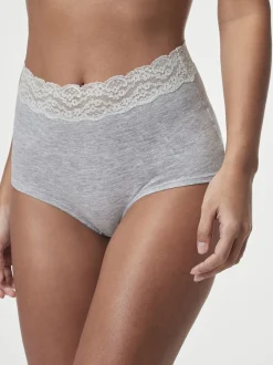 Blanc/Noir/Gris - Lot de 4 culottes en coton et dentelle