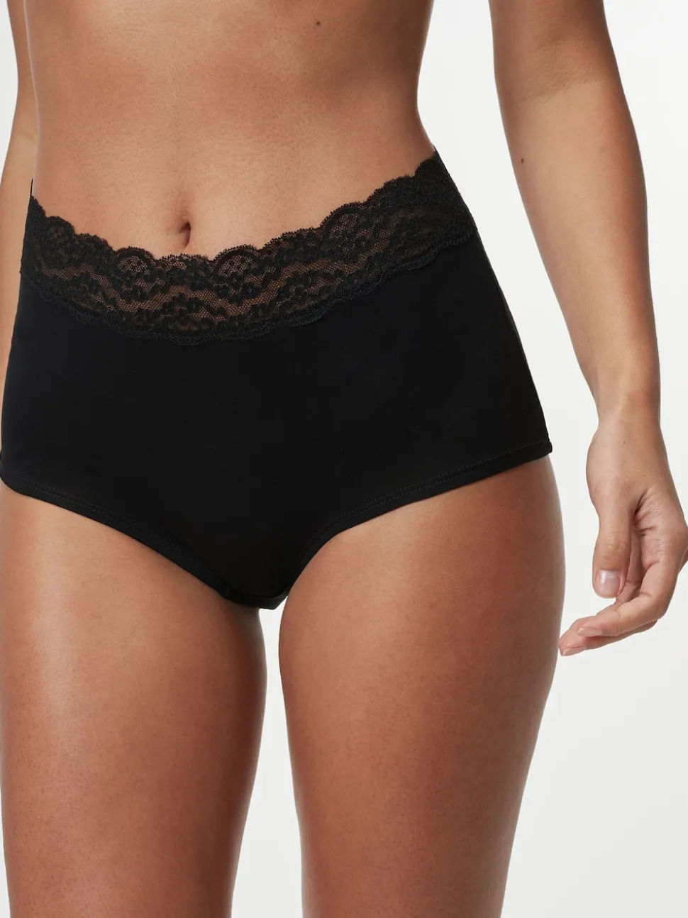 Blanc/Noir/Gris - Lot de 4 culottes en coton et dentelle