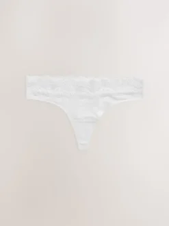 Blanc/Noir/Gris - Lot de 4 culottes en coton et dentelle