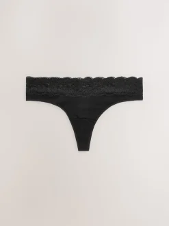 Blanc/Noir/Gris - Lot de 4 culottes en coton et dentelle
