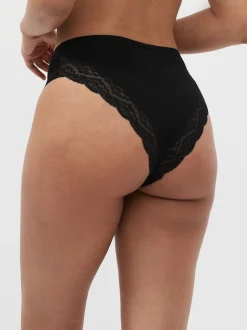 Blanc/Noir/Gris - Lot de 4 culottes en coton et dentelle